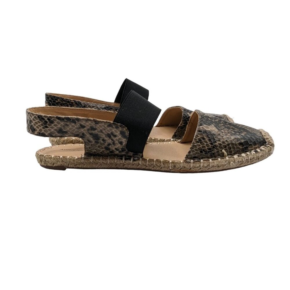 Adrienne Vittadini Women's Angelo Black Snakeskin Espadrille Flat Sandals 8M - Picture 2 of 8